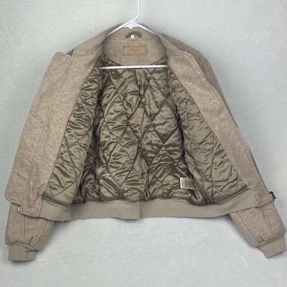 Blanknyc Heaven Sent Bomber Jacket Womens Small Beige Full Zip Pockets - Picture 3 of 10